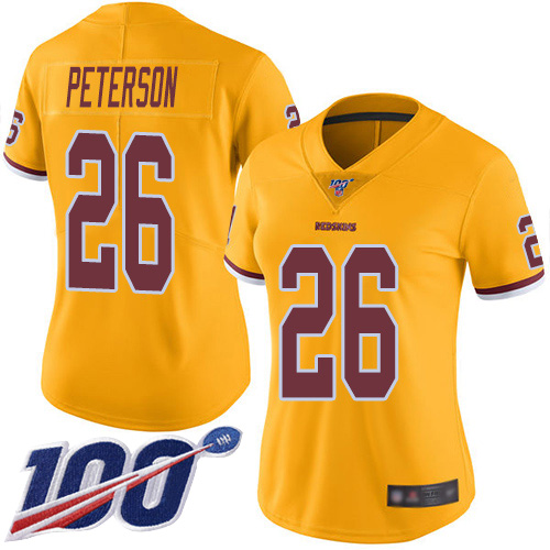 Washington Redskins Limited Gold Women Adrian Peterson Jersey NFL Football 26 100th Season Rush